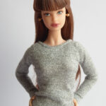 Silver tight sweater for Poppy Parker or Barbie (see description)
