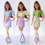 OOAK Blouse + mini skirt + socks set for Poppy or Barbie (see description)