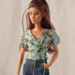 LIMITED Floral wrap-top with puffy sleeves for Poppy or Barbie (see description)