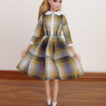 Yellow plaid dress with white collar for Poppy Parker or Barbie (see description)