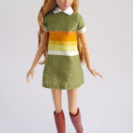Green and orange shift dress for Poppy Parker or Barbie (see description)