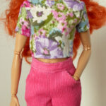 OOAK flowery vintage blouse for Poppy, Barbie or Nu.Face (see description)