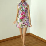 Flowery shift dress in vintage fabric for Poppy Parker or Barbie (see description)