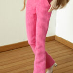 Pink corduroy bootcut pants for Barbie Model Muse or Poppy Parker