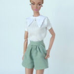 Blouse with broderie anglaise collar for Poppy and Barbie
